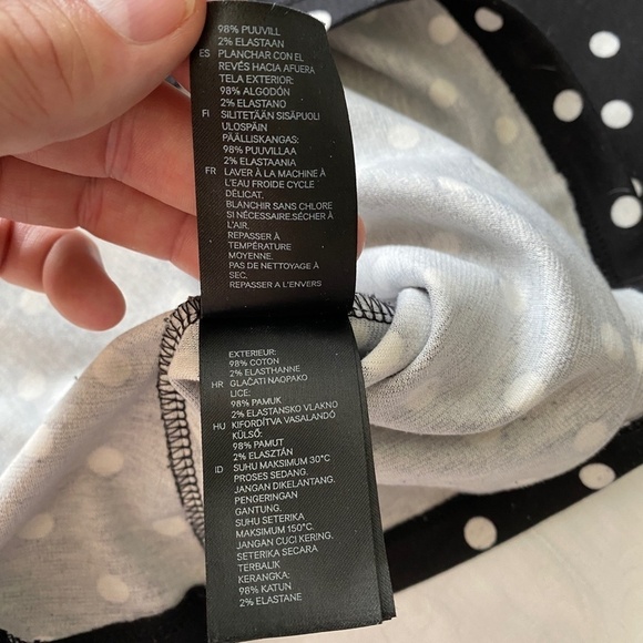 H&M Women's Black and White Polka Dot 3/4 Sleeve Popover Mini Dress Size Medium - Picture 8 of 16